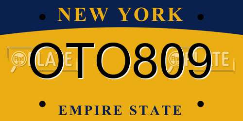 OTO809 New York License Plate