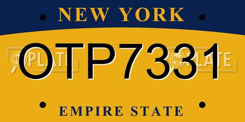 OTP7331 New York License Plate