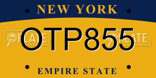 OTP855 New York License Plate