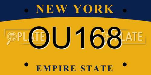 OU168 New York License Plate