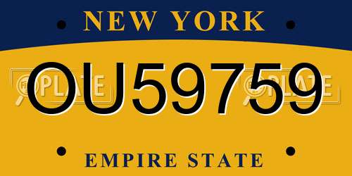 OU59759 New York License Plate