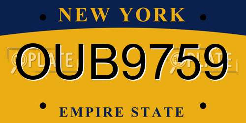 OUB9759 New York License Plate