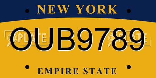 OUB9789 New York License Plate