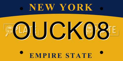 OUCK08 New York License Plate