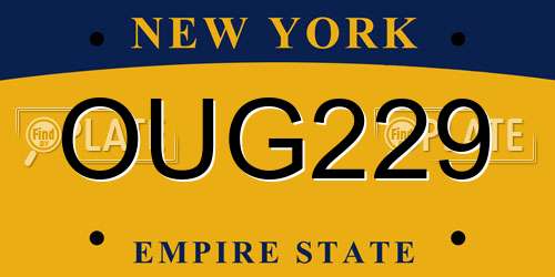 OUG229 New York License Plate