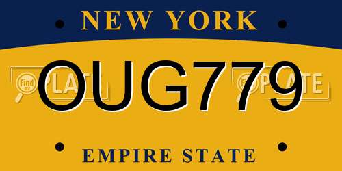 OUG779 New York License Plate