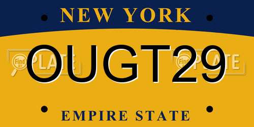 OUGT29 New York License Plate