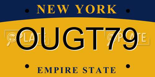 OUGT79 New York License Plate