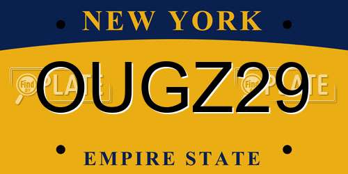 OUGZ29 New York License Plate