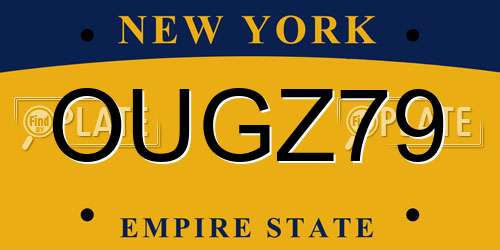 OUGZ79 New York License Plate