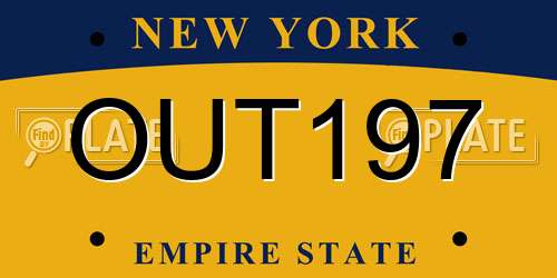 OUT197 New York License Plate
