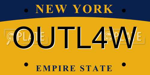 OUTL4W New York License Plate