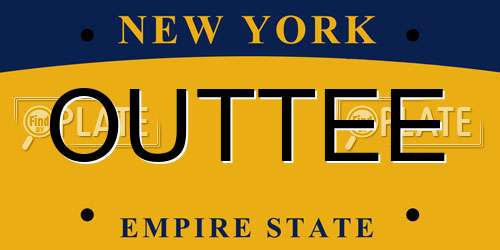 OUTTEE New York License Plate