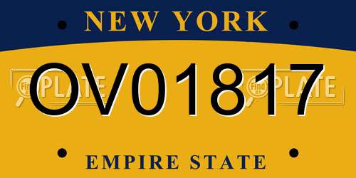 OV01817 New York License Plate
