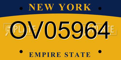 OV05964 New York License Plate