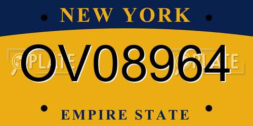 OV08964 New York License Plate