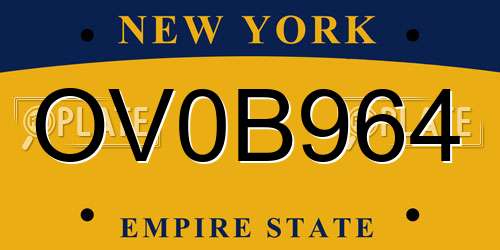 OV0B964 New York License Plate