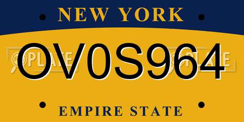 OV0S964 New York License Plate