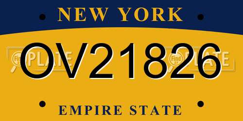 OV21826 New York License Plate
