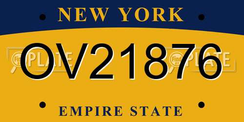 OV21876 New York License Plate