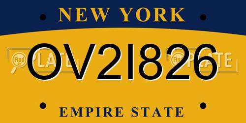 OV2I826 New York License Plate