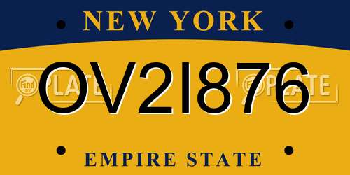 OV2I876 New York License Plate