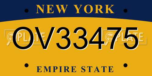 OV33475 New York License Plate