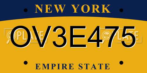 OV3E475 New York License Plate