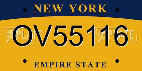 OV55116 New York License Plate