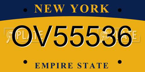 OV55536 New York License Plate