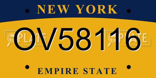 OV58116 New York License Plate