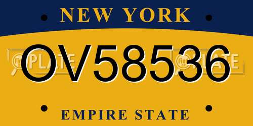 OV58536 New York License Plate
