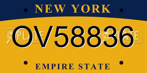 OV58836 New York License Plate