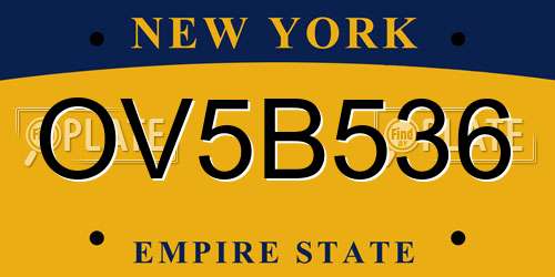 OV5B536 New York License Plate