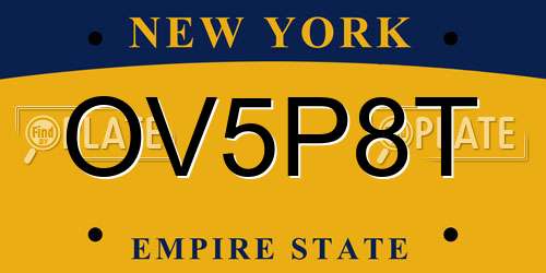 OV5P8T New York License Plate