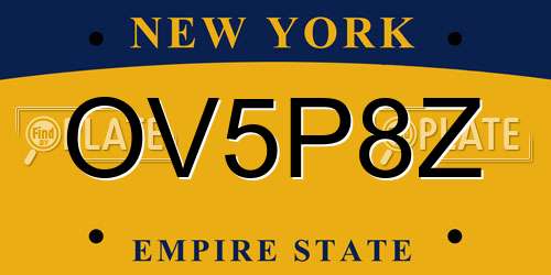 OV5P8Z New York License Plate