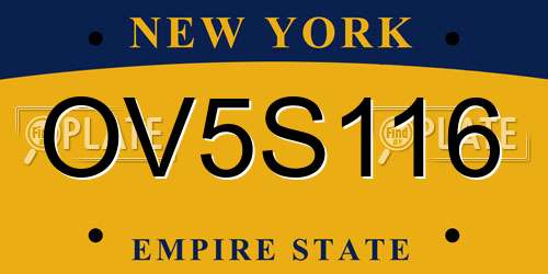 OV5S116 New York License Plate