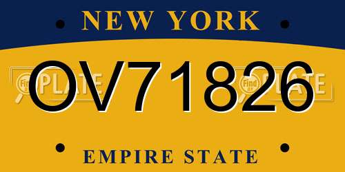 OV71826 New York License Plate