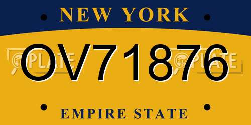 OV71876 New York License Plate