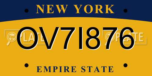 OV7I876 New York License Plate