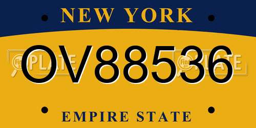 OV88536 New York License Plate