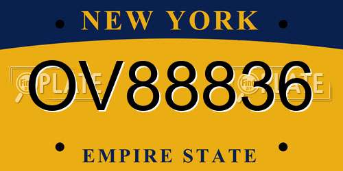 OV88836 New York License Plate