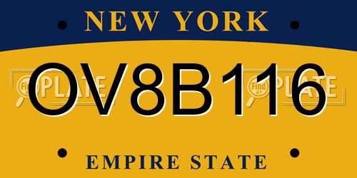 OV8B116 New York License Plate