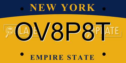 OV8P8T New York License Plate