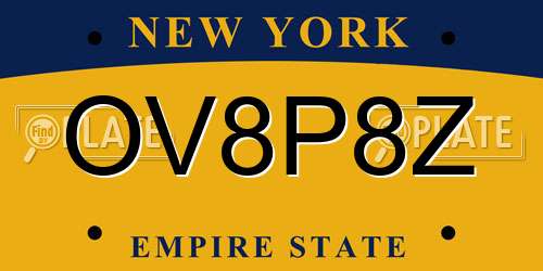 OV8P8Z New York License Plate