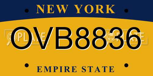 OVB8836 New York License Plate