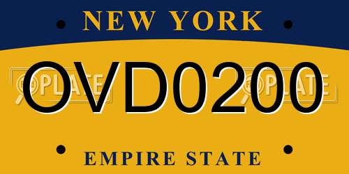 OVD0200 New York License Plate