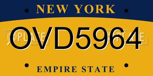 OVD5964 New York License Plate