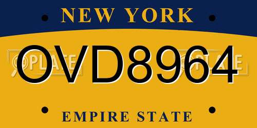OVD8964 New York License Plate