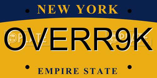 OVERR9K New York License Plate